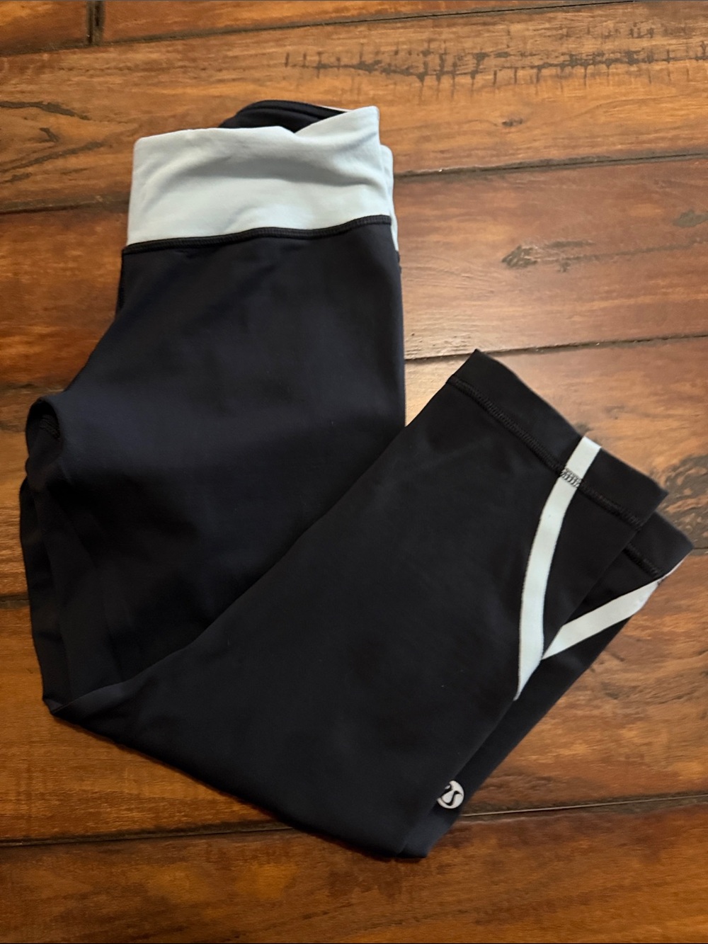 lululemon athletica Navy Capris with Light Blue  Waistband and Trim